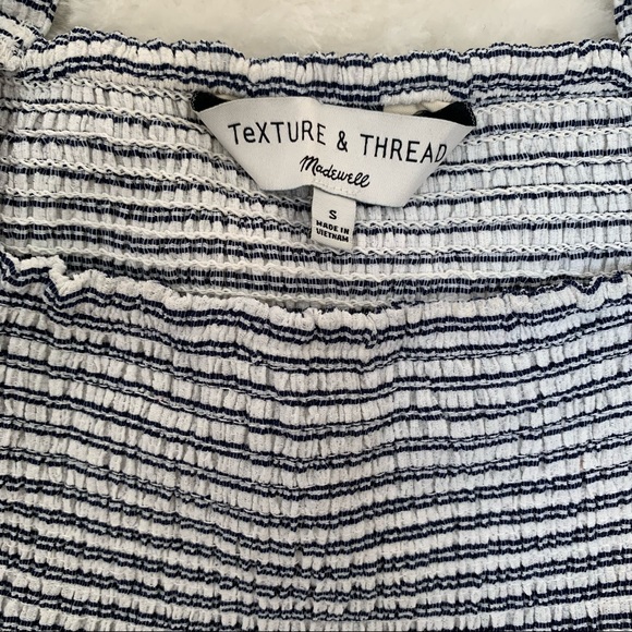 MADEWELL Texture & Thread Stripe Smocked Dress In Deep Navy Crinkle Gingham - Picture 9 of 10